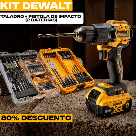 KIT DEWALT : TALADRO INALÁMBRICO + 48 VOLTS ORIGINAL + 26 ACCESORIOS + 2 BATERIAS - CIERRE DE LA TIENDA - CONTRA ENTREGA ENVÍO GRATIS